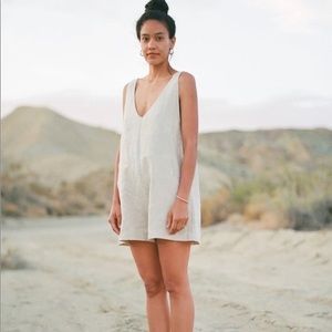 Ozma Simone Romper, Laundered Linen, Oatmeal small